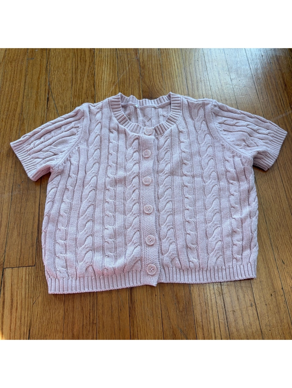 Vintage Y2K button up whimsical fitted knit top light pink
